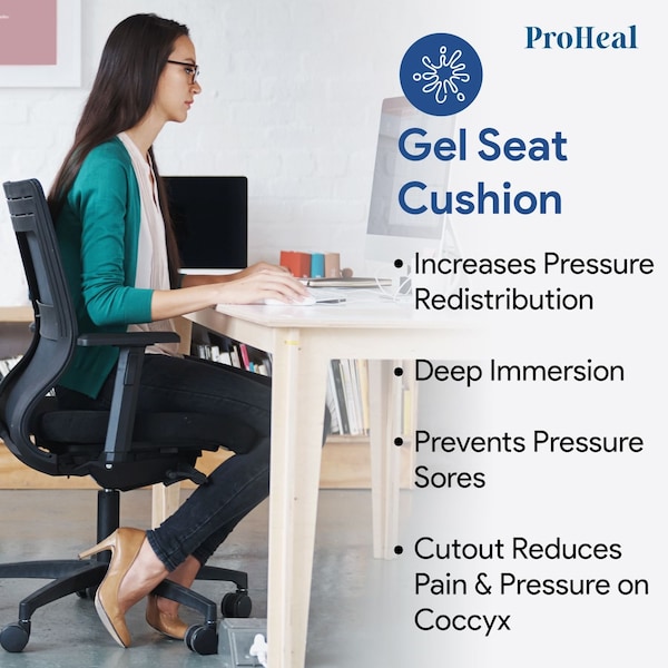 Gel Infused Foam Wheelchair Seat Cushion W/ Coccyx Cutout -16 X 16 X2â